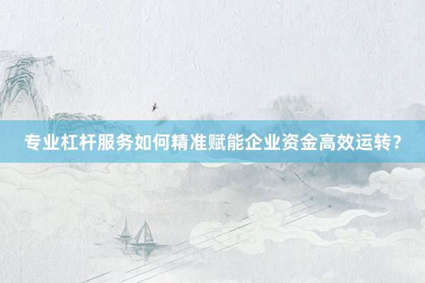 专业杠杆服务如何精准赋能企业资金高效运转？