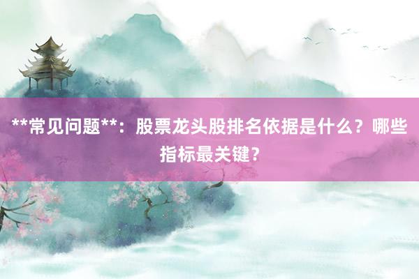 **常见问题**：股票龙头股排名依据是什么？哪些指标最关键？