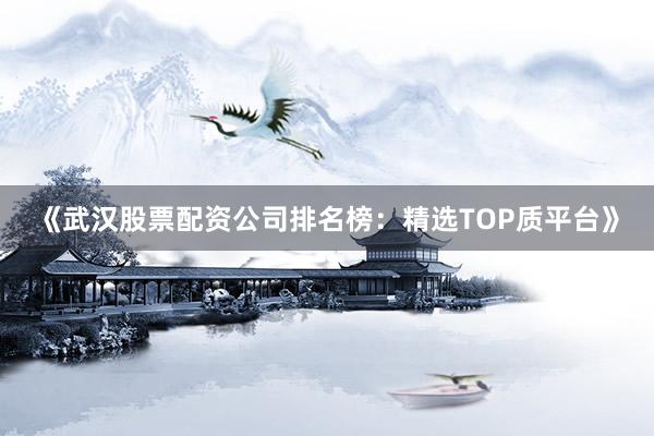 《武汉股票配资公司排名榜：精选TOP质平台》