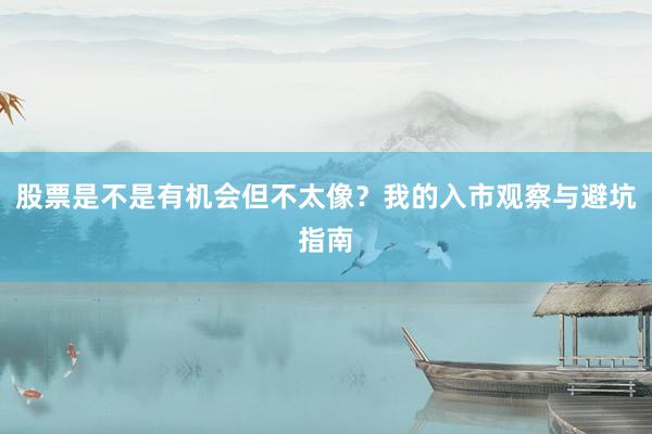 股票是不是有机会但不太像？我的入市观察与避坑指南