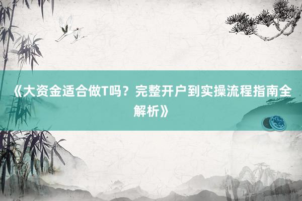 《大资金适合做T吗？完整开户到实操流程指南全解析》