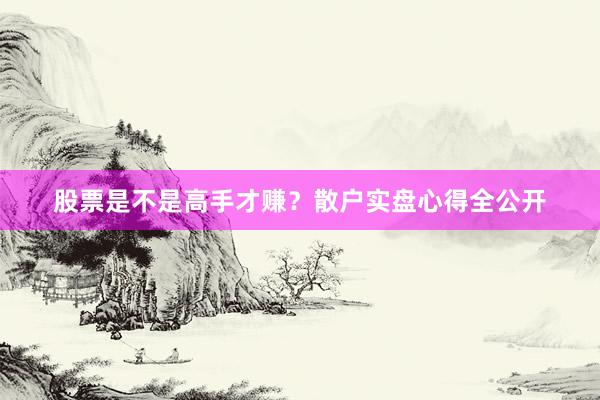 股票是不是高手才赚?散户实盘心得全公开