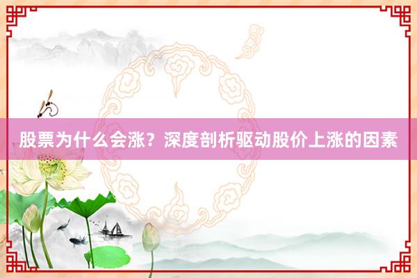 股票为什么会涨？深度剖析驱动股价上涨的因素