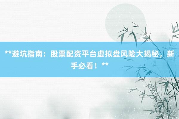 **避坑指南：股票配资平台虚拟盘风险大揭秘，新手必看！**