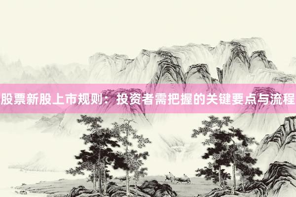股票新股上市规则：投资者需把握的关键要点与流程